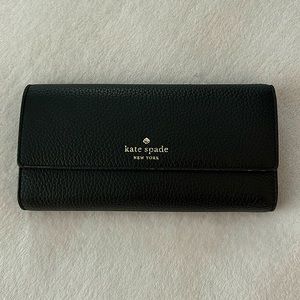 Kate Spade Pebbled Leather TriFold Wallet Black